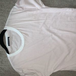 brandy melville pink and white shirt